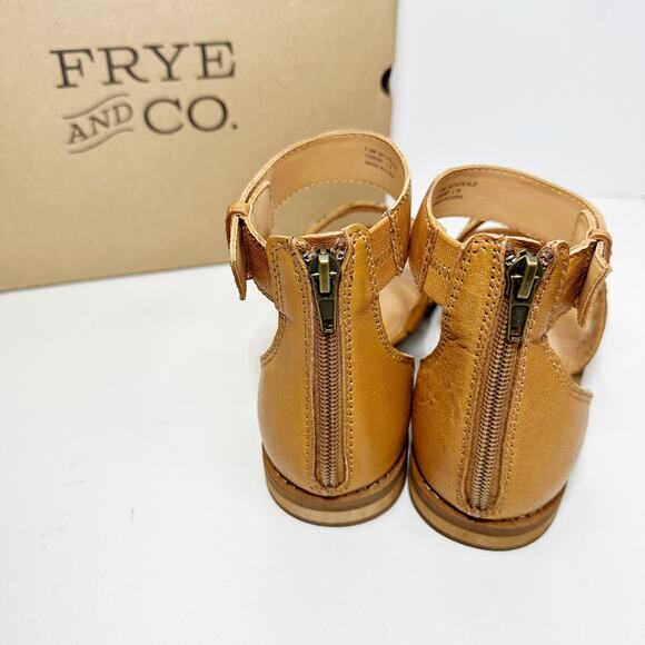 Frye & Co Port to Band Sandal Leather Sandal Almond Women 6M NWB Ankle Strap - Picture 3 of 8